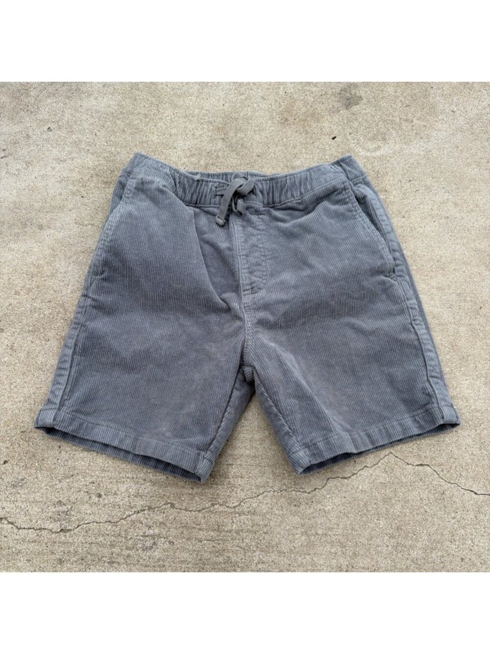 Katin Corduroy Shorts Boys Size Medium Gray Elastic Waist Drawstring Casual